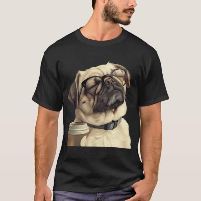 Camiseta Pug Mareado y Café  (Anverso)