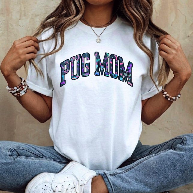Camiseta Pug Mom - colorful animal leopard (Subido por el creador)