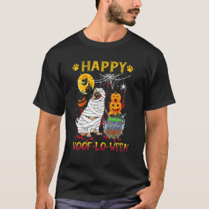 Camiseta Pug Momia Feliz Woof Lo Ween Halloween Calabaza