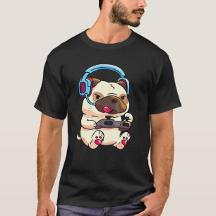 Camiseta Pug Mono Gaming Jugador Cachorro Pug Para Hombres 