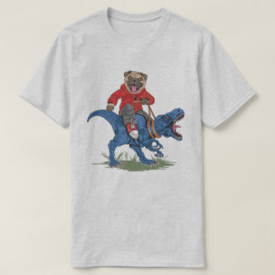 Camiseta Pug Montando Un Dinosaurio