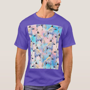 Camiseta Pug montando un gráfico de unicornio