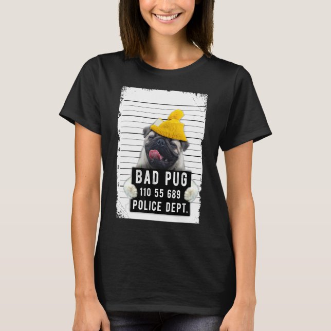 Camiseta Pug Mug Shot (Anverso)
