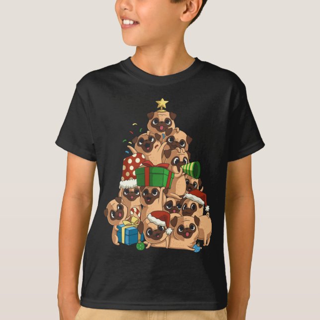 Camiseta Pug Navidades de jarras de árbol de cereza Pugmas (Anverso)