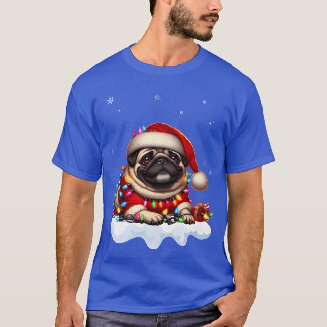 Camiseta Pug Navidades feos Pug con amigo de Christmasing (Anverso)