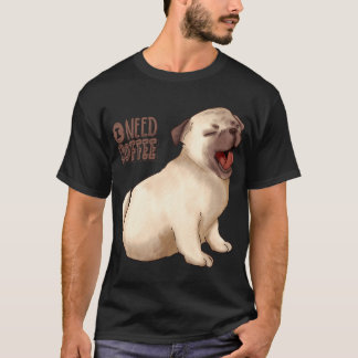 Camiseta Pug Necesita un Café