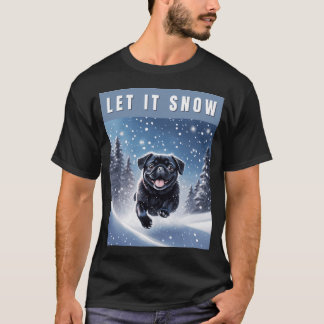Camiseta Pug negro de nieve - Deja que nieve