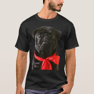 Camiseta Pug Negro Mujeres Hombres Pug Mamá Papá Vida Amor