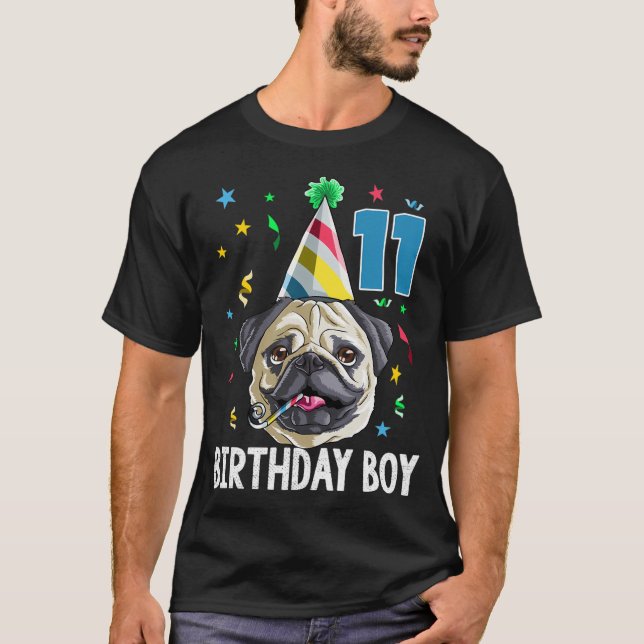Camiseta Pug Niño Cumpleañero 11 (Anverso)