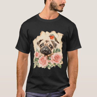 Camiseta Pug pájaro perro lindo pug divertido