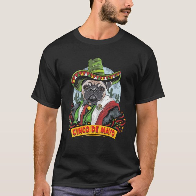 Camiseta Pug Para Mujeres Hombres Cinco De Mayo (Anverso)