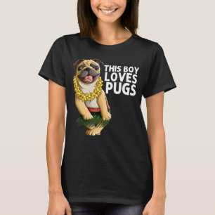 Camiseta Pug Para Niños Hula Bailarina Aloha Pug