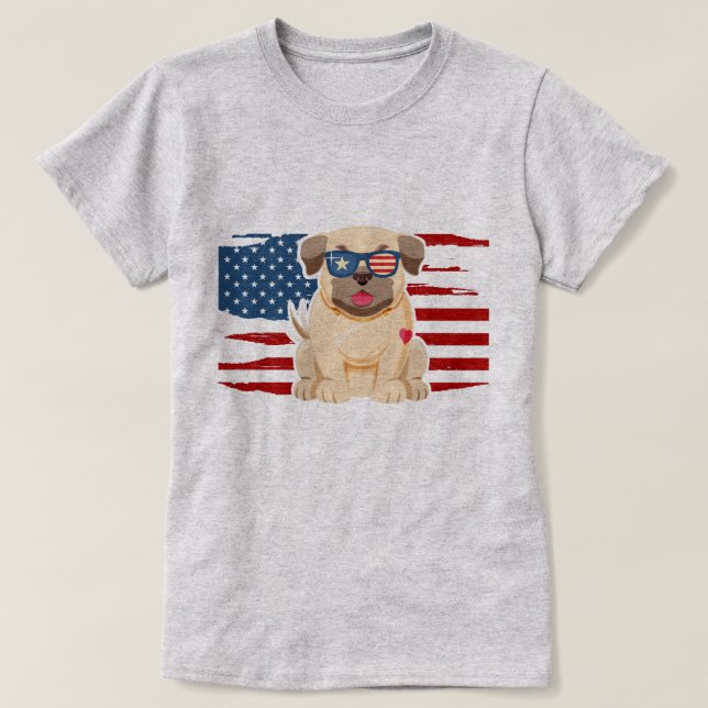 Camiseta Pug Patriótico (Diseño del anverso)