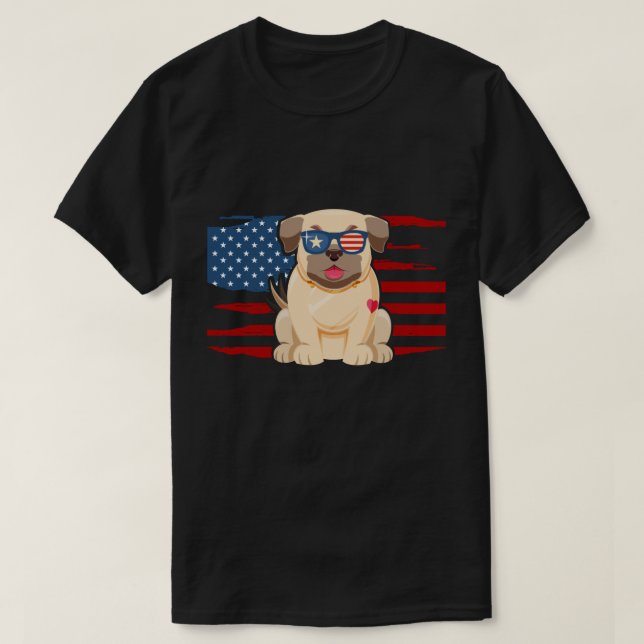Camiseta Pug Patriótico (Diseño del anverso)