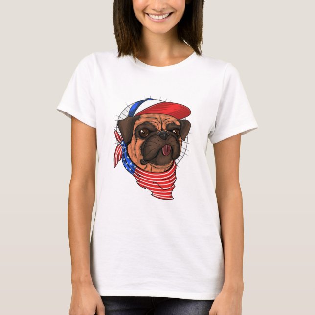Camiseta Pug Patriótico (Anverso)