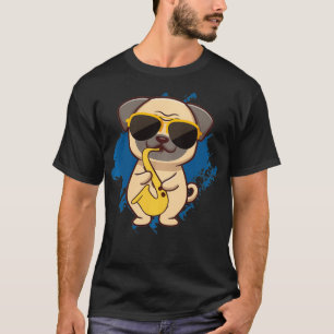 Camiseta Pug Paws Jazz Metal Wind Instrument Classic Saopho