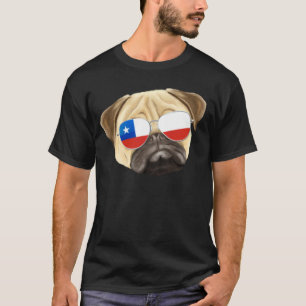 Camiseta Pug Perro Bandera Chilena Chile Bolsillo