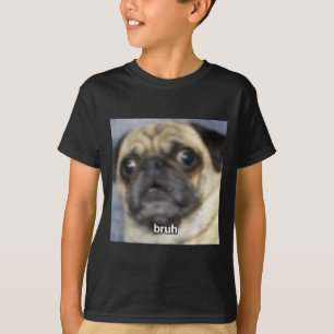 Camiseta Pug Perro Borroso Divertido Bruh Sorprendido