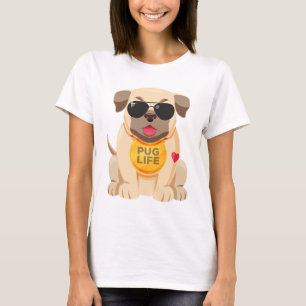 Camiseta Pug Perro Cachorro Caricatura Damas