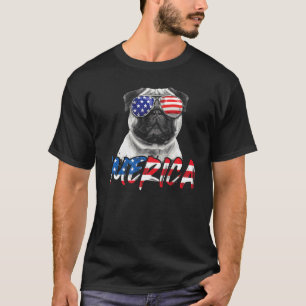 Camiseta Pug Perro Merica Bandera Americana Patriótica 4 De