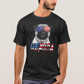 Camiseta Pug Perro Merica Bandera Americana Patriótica 4 De