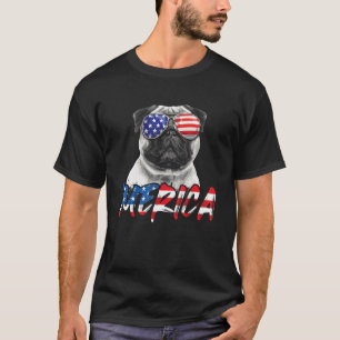 Camiseta Pug Perro Merica Día de la Independencia Bandera A