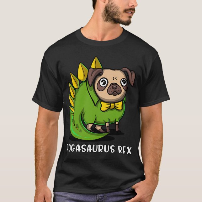 Camiseta Pug Perro T-Rex Dinosaurio Pugasaurus (Anverso)