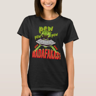 Camiseta Pug Pew Pew Madafakas Pug Dog Ufo Alien Spaceship