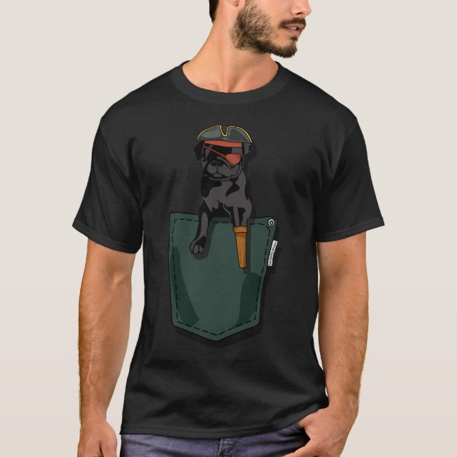 Camiseta Pug Pirata en mi bolsillo (Anverso)