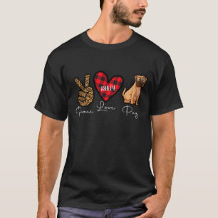 Camiseta Pug Plaid Peace Love Cute Dog