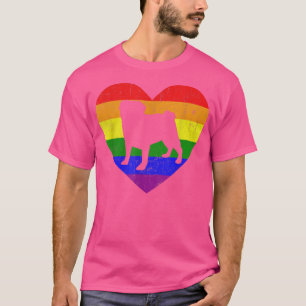 Camiseta Pug Rainbow Flag Heart For LGBT Gay Lesbian Suppor