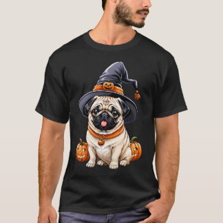 Camiseta "Pug regordete con sombrero de bruja Serie de arte