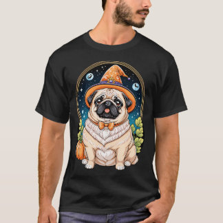 Camiseta "Pug regordete con sombrero de bruja Serie de arte