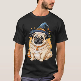 Camiseta "Pug regordete con sombrero de bruja Serie de arte