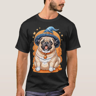 Camiseta "Pug regordete con sombrero de bruja Serie de arte