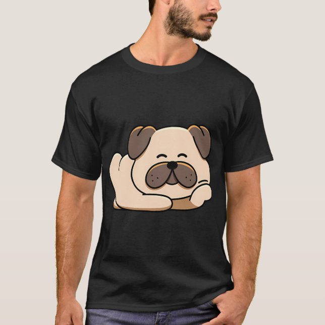 Camiseta Pug Relajado Recostado (Anverso)