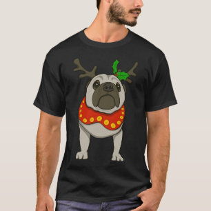 Camiseta Pug Reno de Navidad Clásico 883