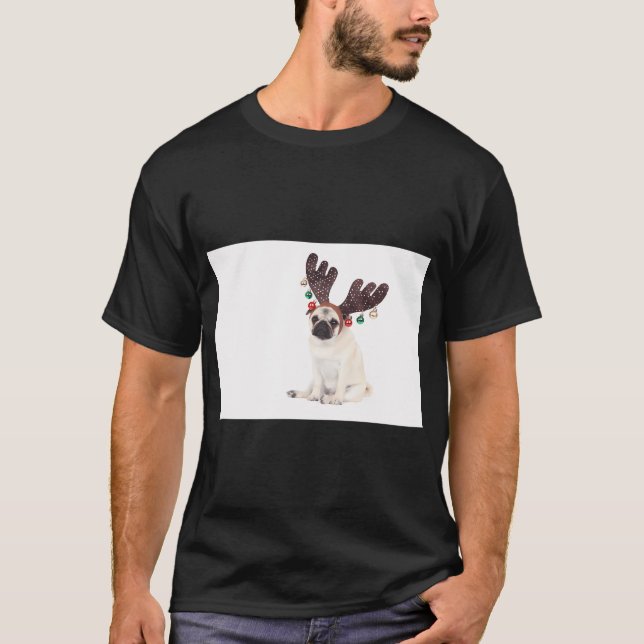 Camiseta Pug Reno de Santa (Anverso)