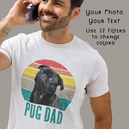 Camiseta Pug Retro Grunge Ajenado Foto Papá Perro