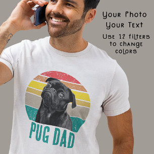 Camiseta Pug Retro Grunge Ajenado Foto Papá Perro