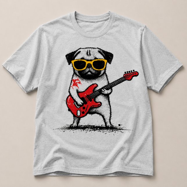 Camiseta Pug Rockstar tocando guitarra eléctrica (Subido por el creador)
