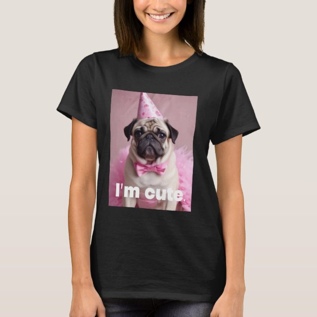 Camiseta Pug Rosa Adorable (Anverso)