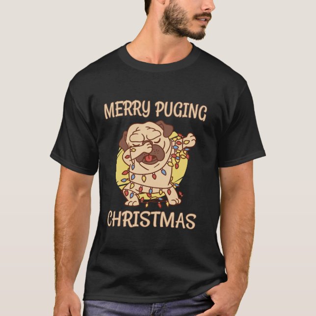 Camiseta Pug Santa Pug, Navidades del pugging de los cerezo (Anverso)