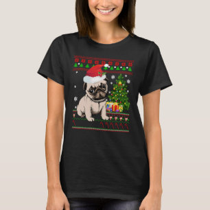 Camiseta Pug Santa Ugly- Feliz Navidad con el árbol de rega