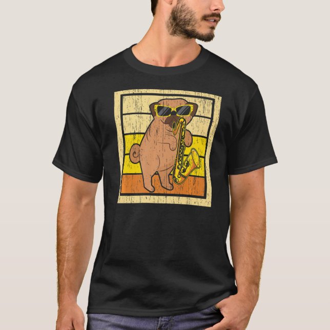 Camiseta Pug Saxophone Saxophonist Musician Instrumentalist (Anverso)