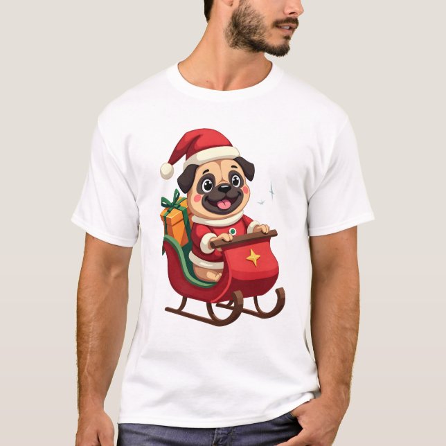 Camiseta Pug Sleigh Ride (Anverso)