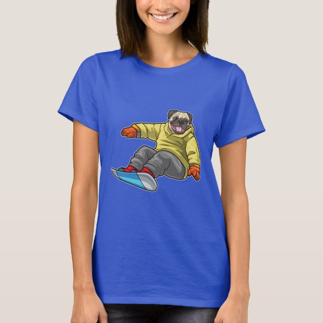 Camiseta Pug Snowboarder Snowboard (Anverso)