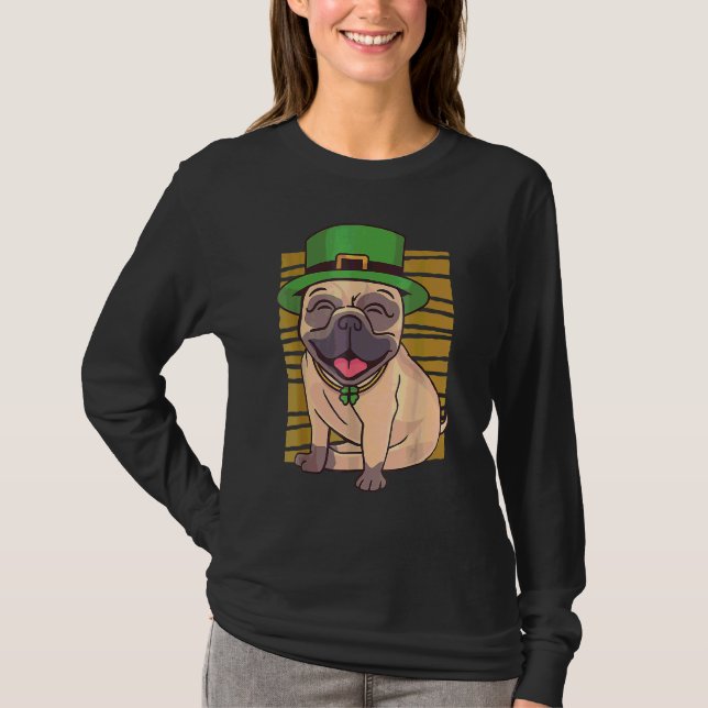 Camiseta Pug St Patricks Day Green Irish Saint Patrick Luck (Anverso)