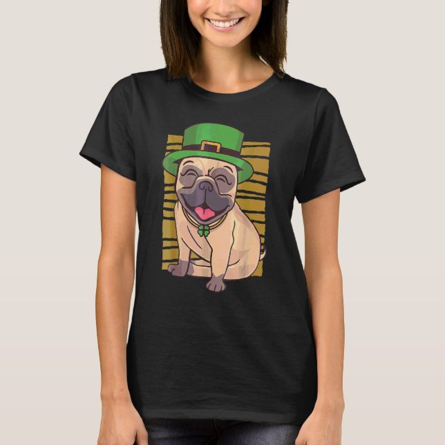 Camiseta Pug St Patricks Day Green Irish Saint Patrick Luck (Anverso)