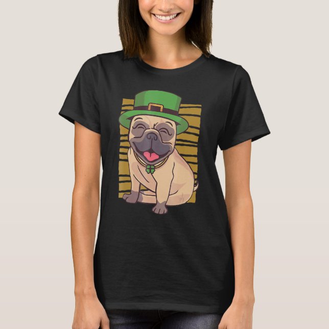 Camiseta Pug St Patricks Day Green Irish Saint Patrick Luck (Anverso)